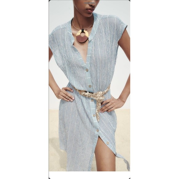 Zara striped belted midi Dress - Picture 3 of 11